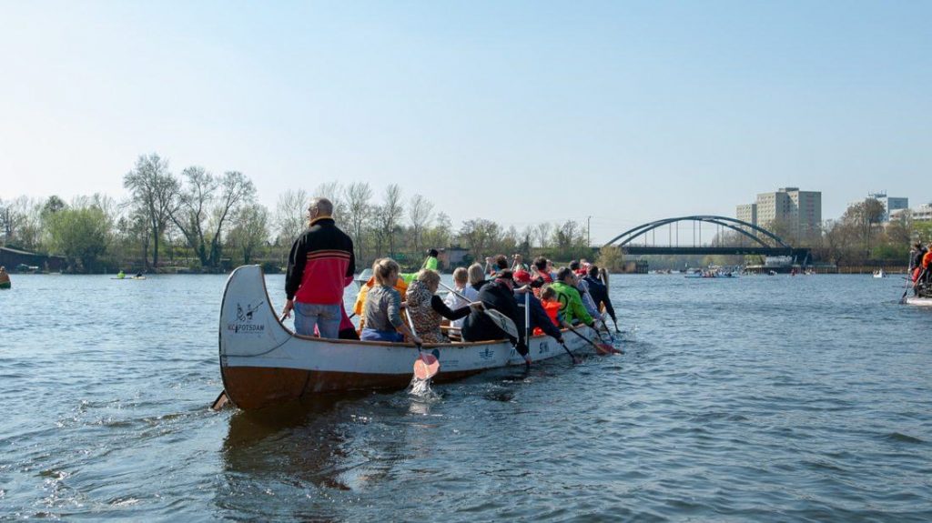 Blick auf den Luftschiffhafen in Potsdam, Heimat des Kanu Club Potsdam seit 1960