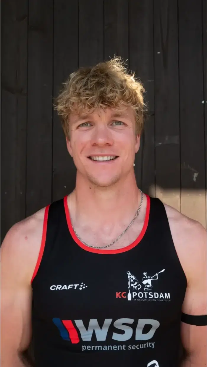 Jacob Schopf, zweifacher Olympiasieger von Paris 2024, Porträt im KC-Potsdam-Trikot