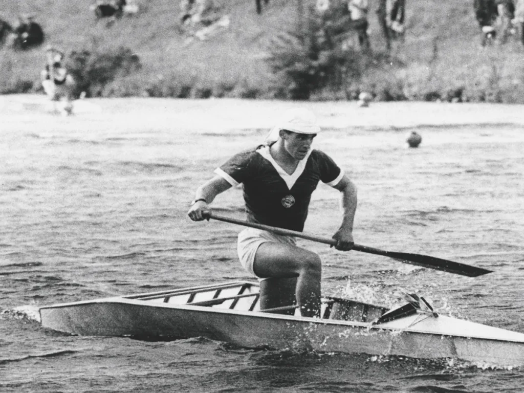 Jürgen Eschert im Einer-Canadier, Olympiasieger 1964 in Tokio