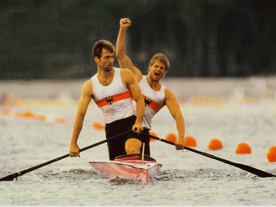 Ulrich Papke und Ingo Spelly im Canadier-Zweier bei den Olympischen Spielen 1988 in Seoul