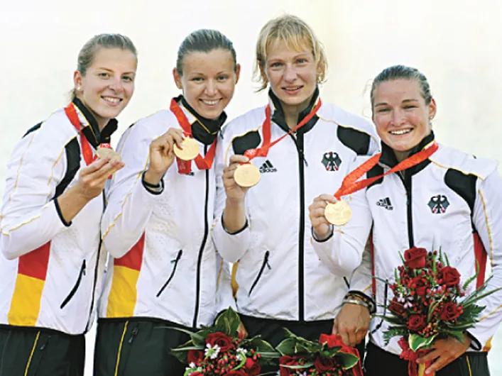 Der Frauen-Kajakvierer mit Fanny Fischer und Katrin Wagner-Augustin, Olympiagold 2008 in Peking