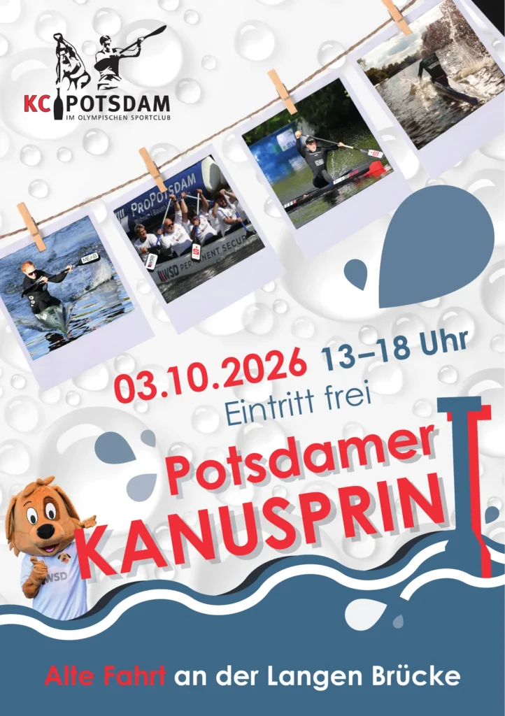 Flyer zum 5. Potsdamer Kanusprint am 3. Oktober 2026, Vorderseite